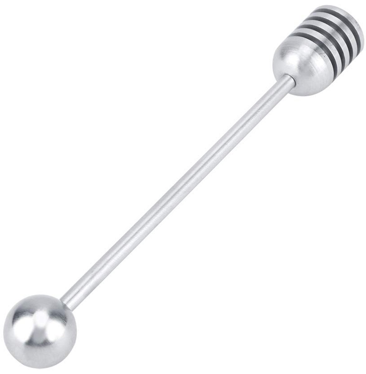 JHUBERS- Honingdipper Roestvrij Staal - Honinglepel Hout - Honinglepel - Menglepel - Antiroest - 15.5 cm