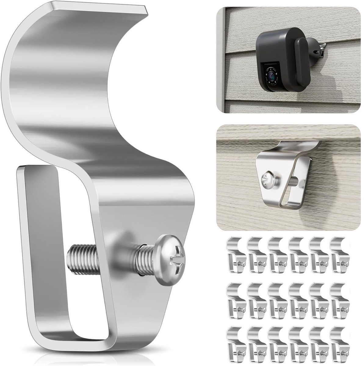 JHUBERS- Siding Clip 20 Stuks - Vinyl Bevestigingshaken - Buiten Camera Beugel - Schokbestendig - Roestvrij Staal - Eenvoudige Installatie - Camera Mount