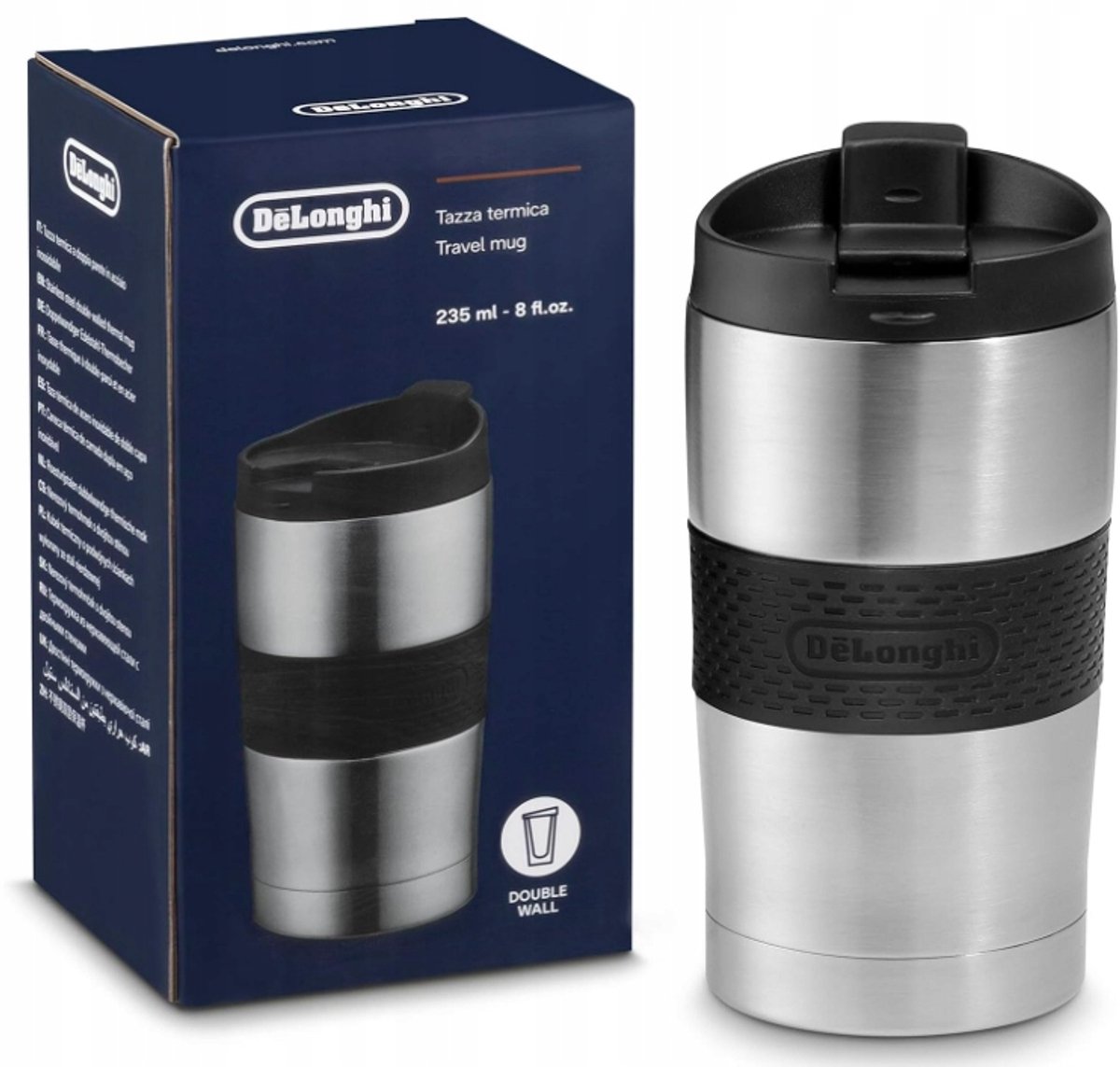 DeLonghi DLSC074 Thermosbeker RVS 235ml - Houdt Drankjes Warm/Koud