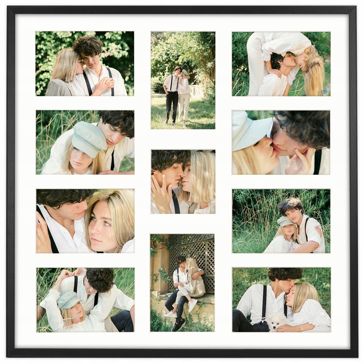 Zwarte fotolijst 50x50cm voor 11 foto's 10x10 & 10x15cm