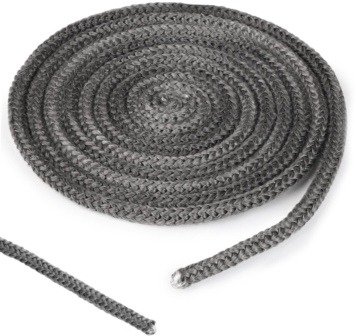 JHUBERS- Afdichtkoord Ø 8 mm x 2.5 m - Vezelglas - Brandwerend 450-550°C - Isolerend - Voor haarden - Inclusief 4 hoge temperatuurpluggen - Sealing Cord