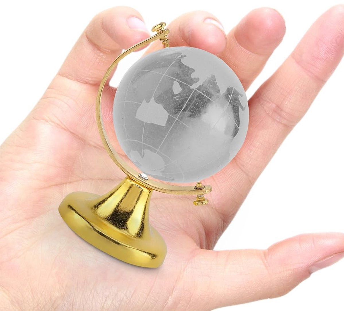 JHUBERS- Globe 3D Kristallen Bol - Mini Globe - Decoratie Slaapkamer - Ornament - Goud - Hoogwaardig Kristalmateriaal