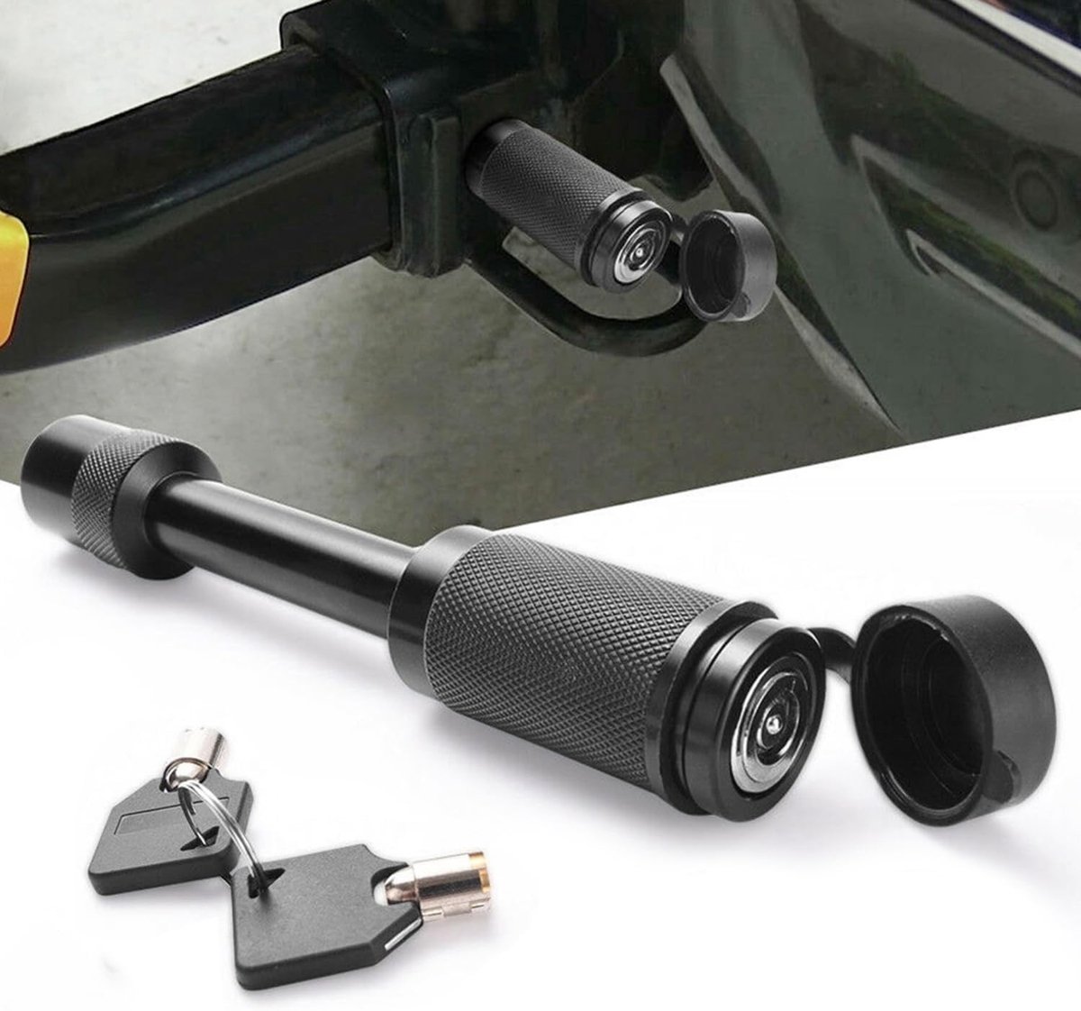 Dailygoods- Trekhaakslot 5/8 Inch - Universele Beugel - Robuust Ijzer - Anti-diefstal - Inclusief 2 Sleutels - Plug-and-play Gebruik - Trailerlock