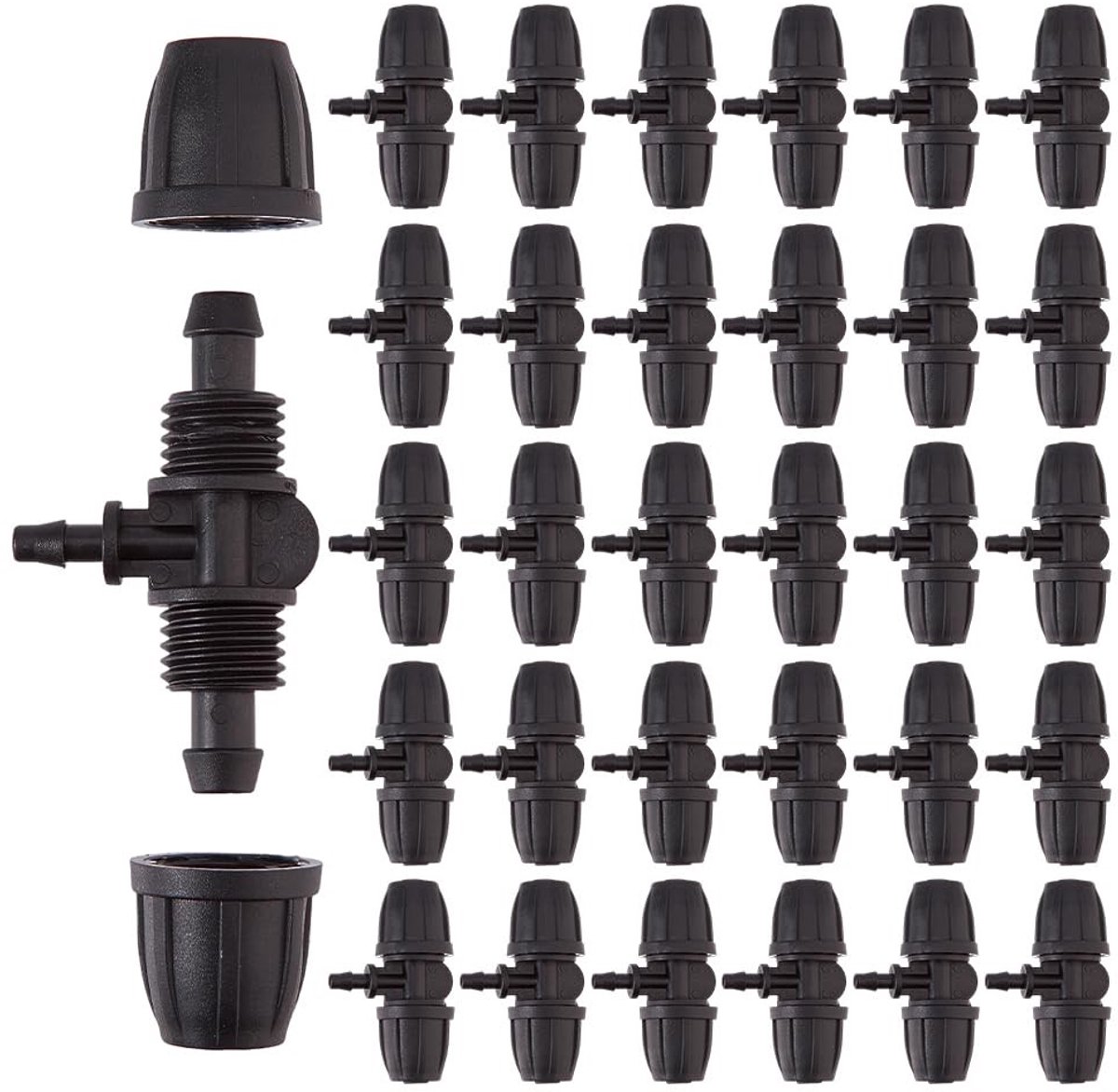 Dailygoods- Bewateringsconnector 30 Stuks - 3/8 Inch/1/4 Inch - Druppelirrigatiehulpstukken - 3-Weg Connector - Tuinsproeier - Reducerend Ontwerp - Irrigatieconnector