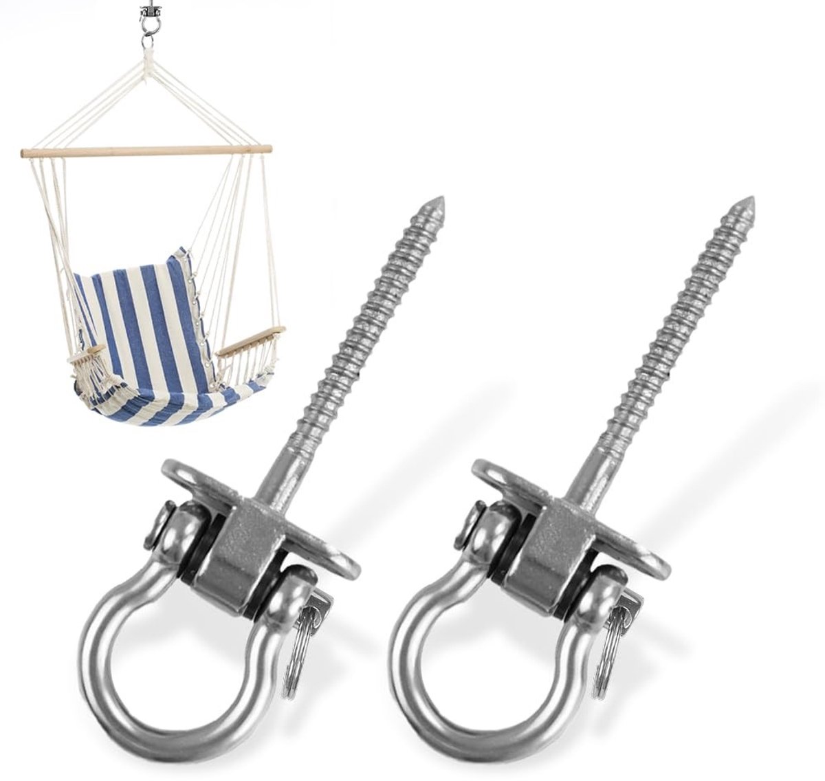 Dailygoods- Schommelhaken 500kg draagvermogen - Schommelhanger - Ophangbeugel - Bevestigingsset - Roestvrij staal - Draaibaar en eenvoudig te installeren - Ophanghaak
