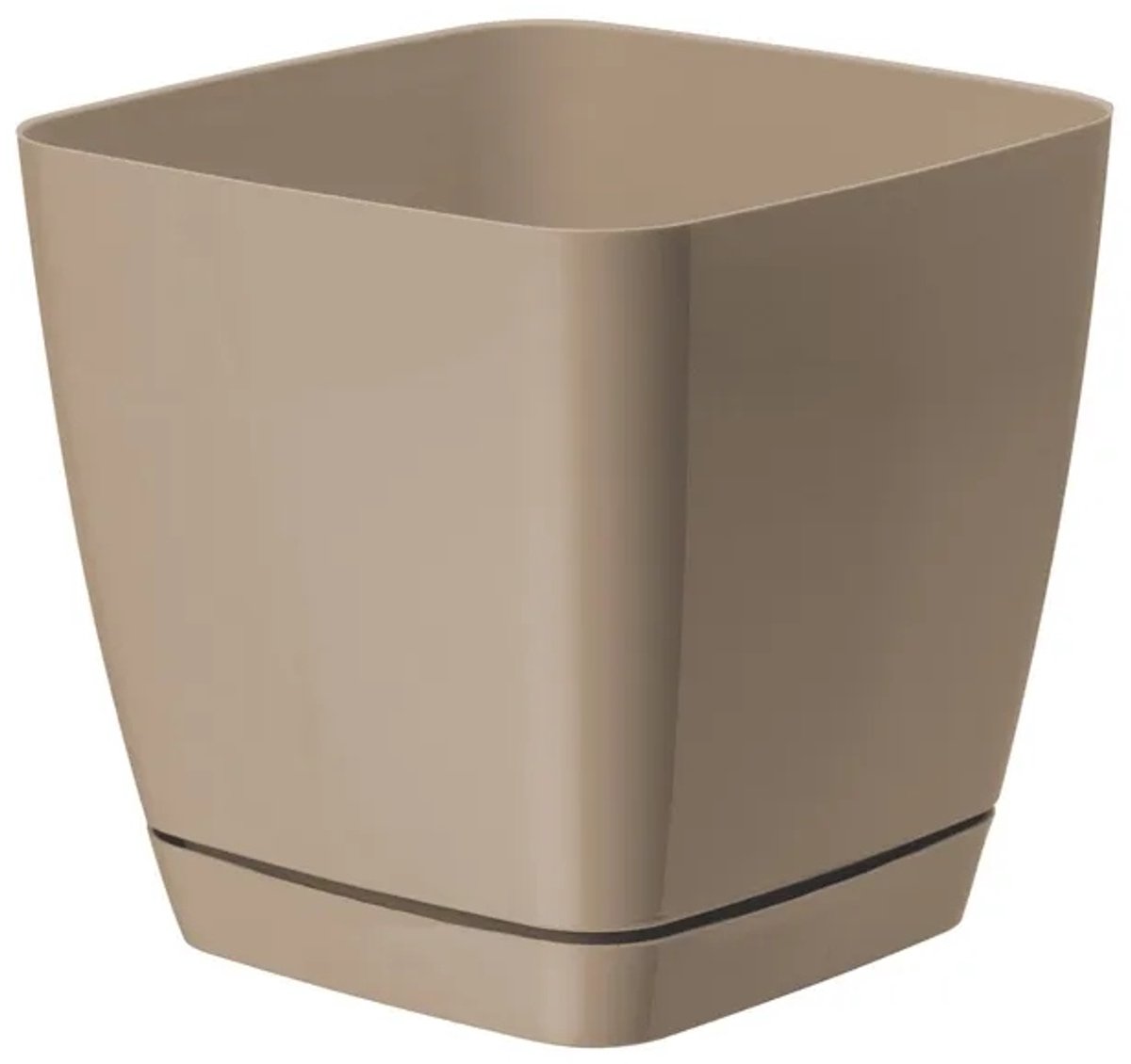Toscana Pot 13cm Cafe Latte - Vierkant met Schotel van Form-Plastic