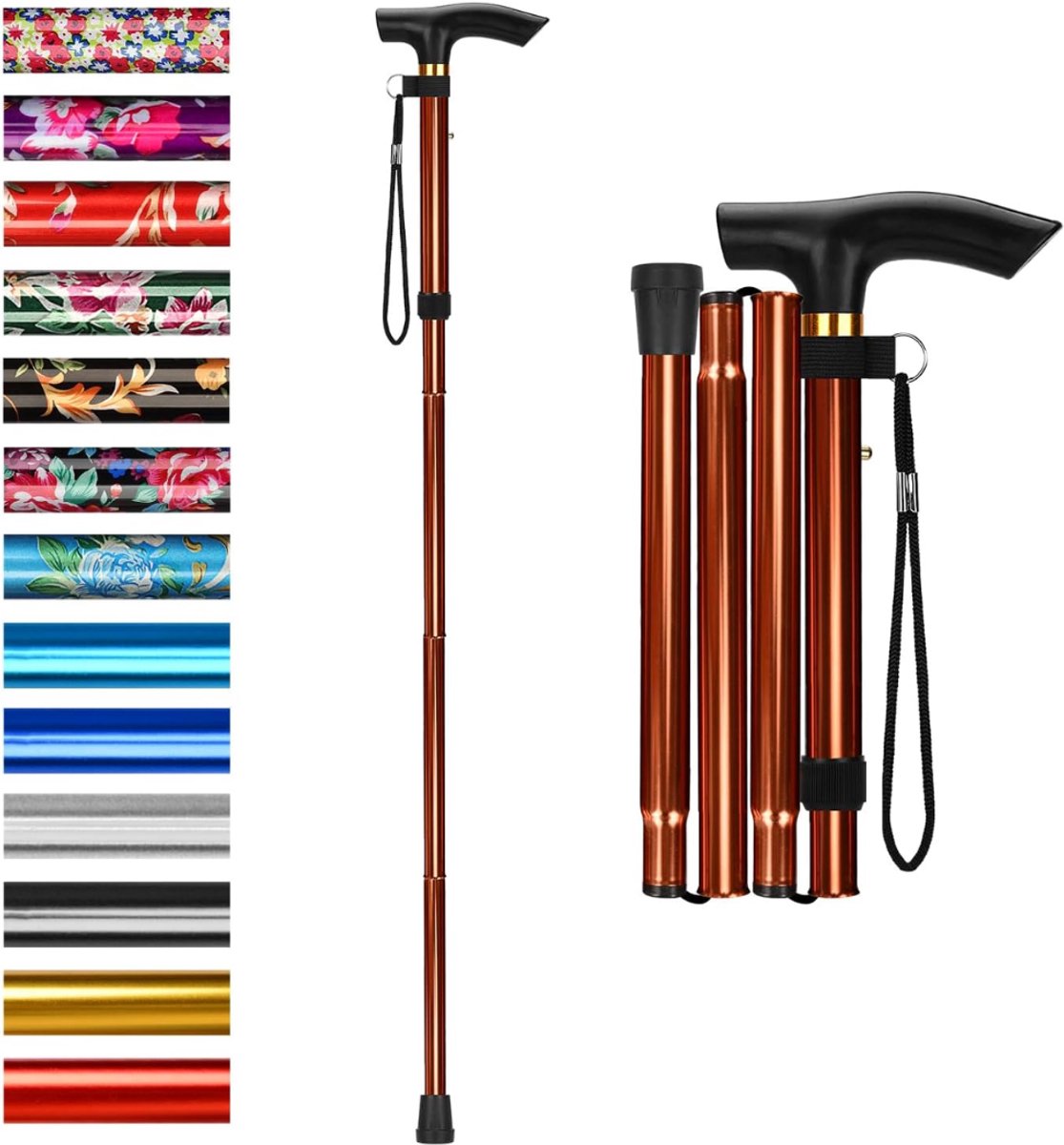CLVP® Wandelstok Opvouwbaar - Wandelstokken Dames en Heren - Kaki
