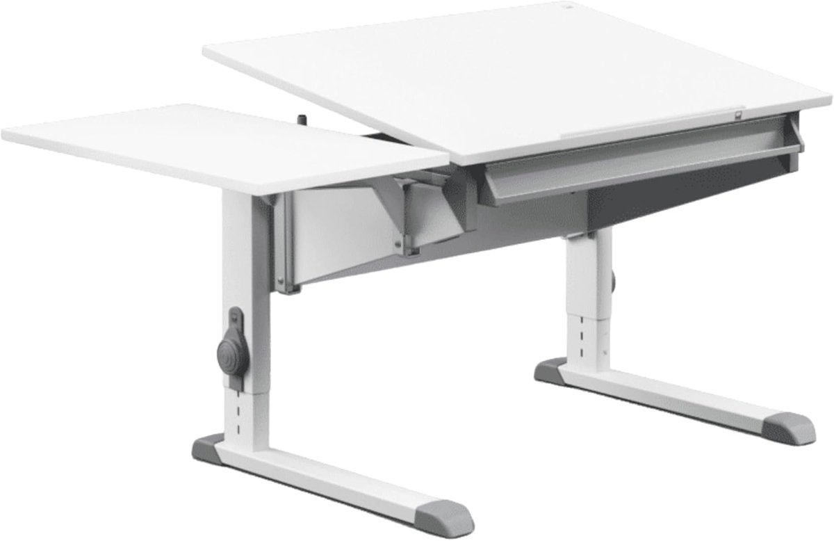 Moll Sprinter Compact Kinderbureau - In hoogte verstelbaar - Kantelbaar blad - Ergonomisch en meegroeiend bureau - Voor schoolkinderen - Wit
