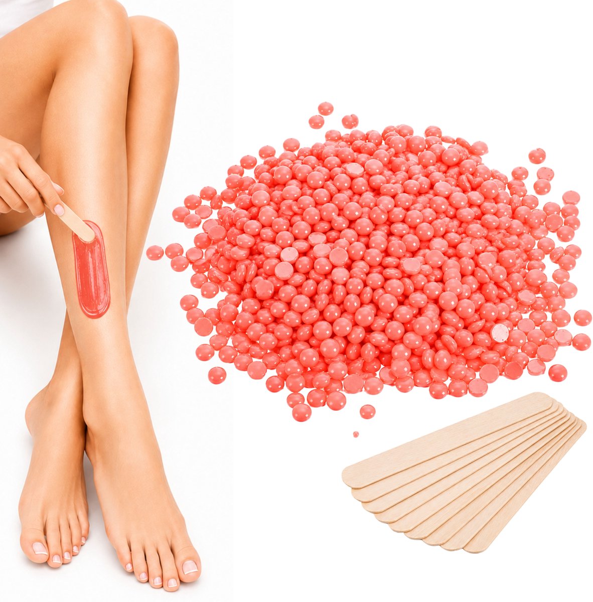 Guardian Beauty Wax Bonen - Ontharing - Hypoallergeen - 500g - Rose - Met 20 stuks Spatels - Harde Wasbonen - Ontharingswax