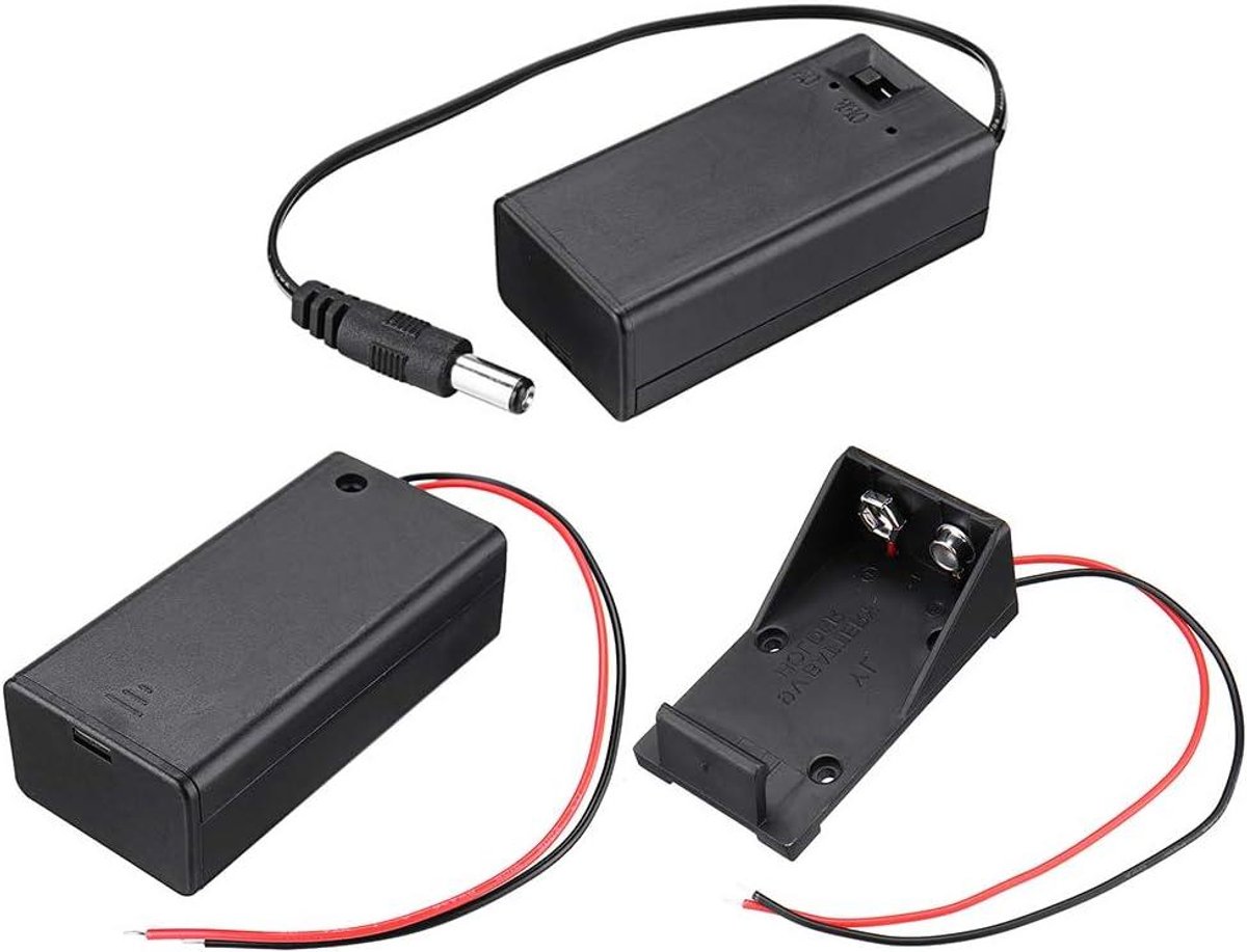 Batterij Oplaadbox - Batterijhouder - Energie Opslag - Met Schakelaar - 30x54x21mm - Zwart