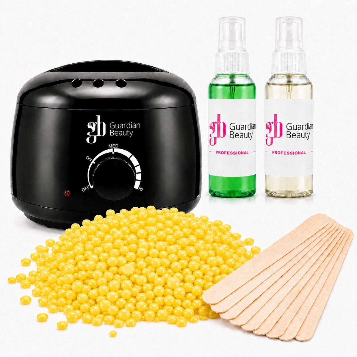 Guardian Beauty Wax Warmer SET - Ontharingset - Zwart - 500g Honing Harde Wasbonen - 60ml Pre en Na Wax Spray + 20 stuks Spatels