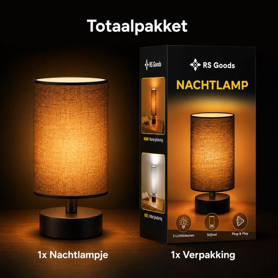 Nachtlamp - 3 Lichtkleuren - Nachtlampje Stopcontact - Bedlampje Slaapkamer Kinderkamer - Slaapkamer Volwassenen