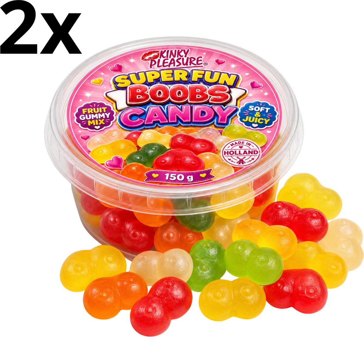 Kinky Pleasure Super Fun Borsten Gummy's Snoepjes 150 gram - Zachte Gom met Fruitsmaken 2 Stuks