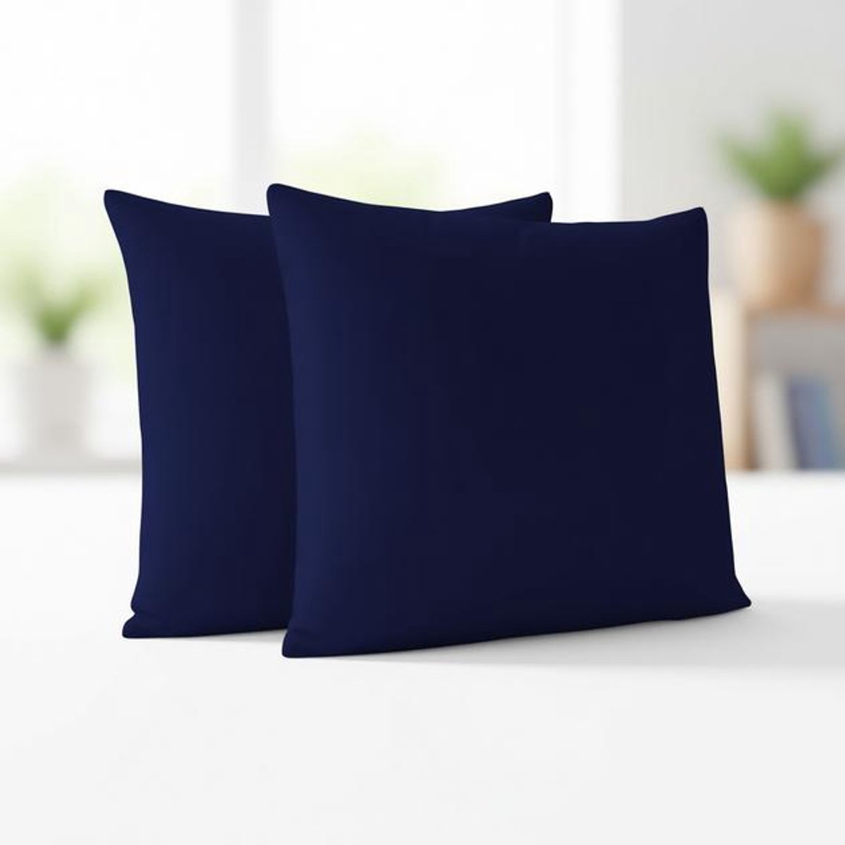ElleMooi Kussensloop (Set van 2) - Donkerblauw Katoen - Voor Kussens 60 x 60 cm - 100% Jersey Katoen - Hypoallergeen