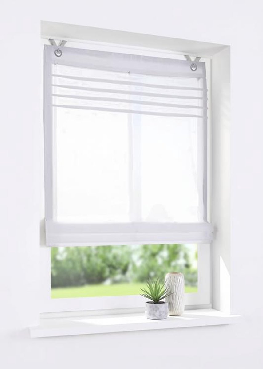 Maison Elara Vouwgordijn met ogen wit 45x140 cm - eenvoudig te monteren zonder boren