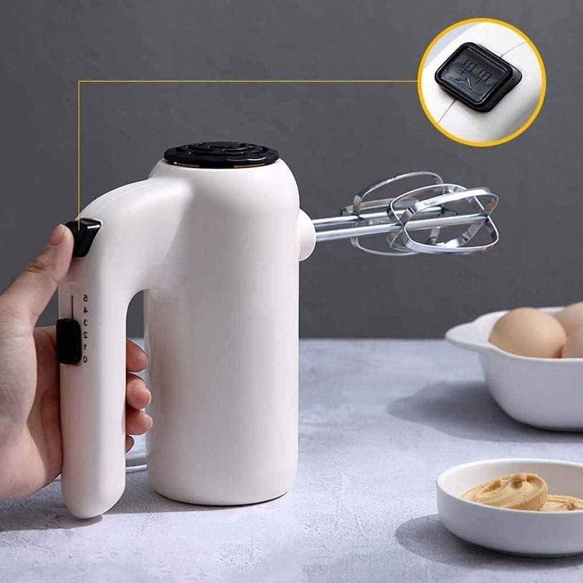 Handmixer - Keukenmixer - Bakken en Mixen - Met Opbergbasis - 200 Watt - Zwart