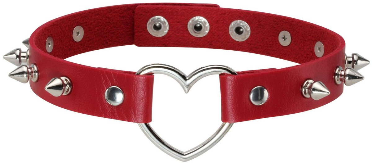 BRENZOOS- Kraagchoker Punkstijl - Halsketting met Hart - PU Lederen - Studs Accent - Perfect voor Feesten - Diverse Stijlen