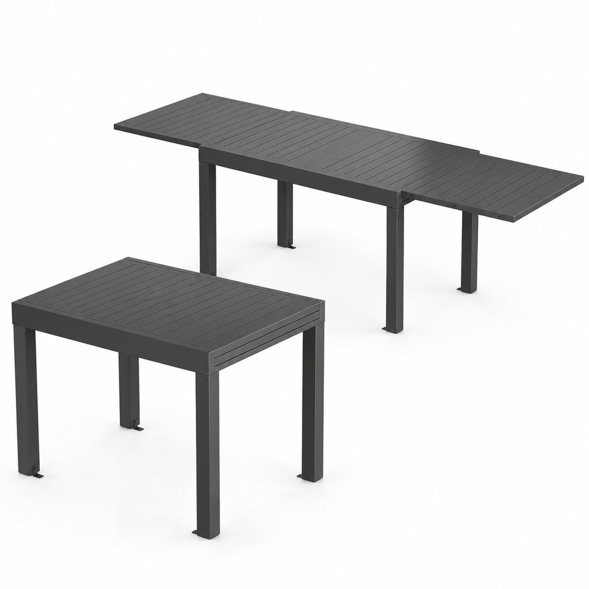 ITRONIQ Uitschuifbare Tuintafel 130-260 CM - Aluminium Tuintafel Voor 4 tot 8 Personen - Verlengbare Buitentafel - Antraciet