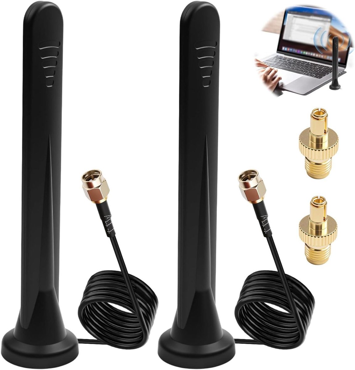 Wifi Antenne - Signaalversterker - Betere Ontvangst - 15dBi Omnidirectioneel - 2 stuks - Zwart