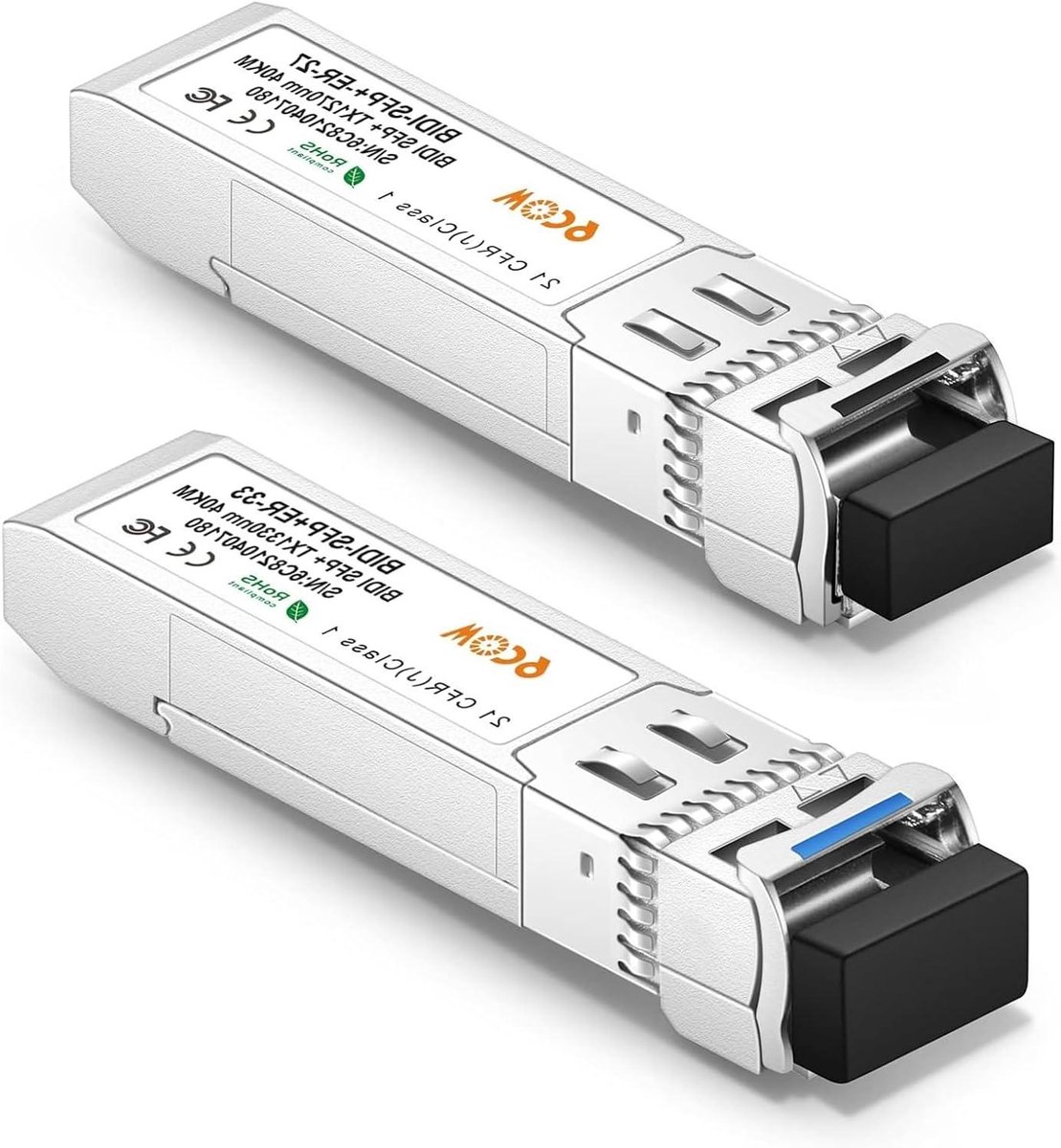 Netwerk Transceiver - SFP+ Module - Data Verbinding - Bidi Technologie - 40km Bereik - Zilver