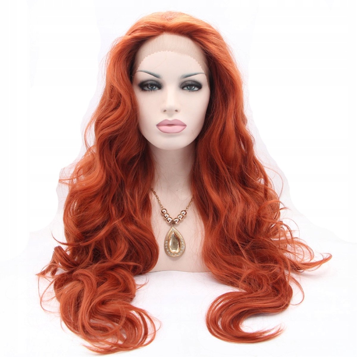 Lace Front Pruik Donker Roodbruin 65cm Synthetisch Haar