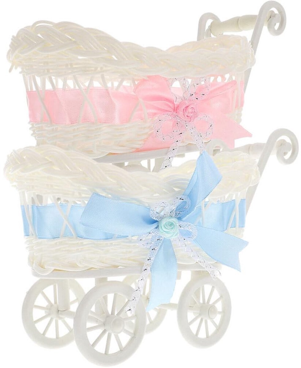 Dailygoods- Geschenkmand Creatief Ontwerp - Rieten Mand - Snoepmand - Decoratie - Babyshower - Compacte Afmetingen 24 x 17 x 14 cm - Decoratiemand
