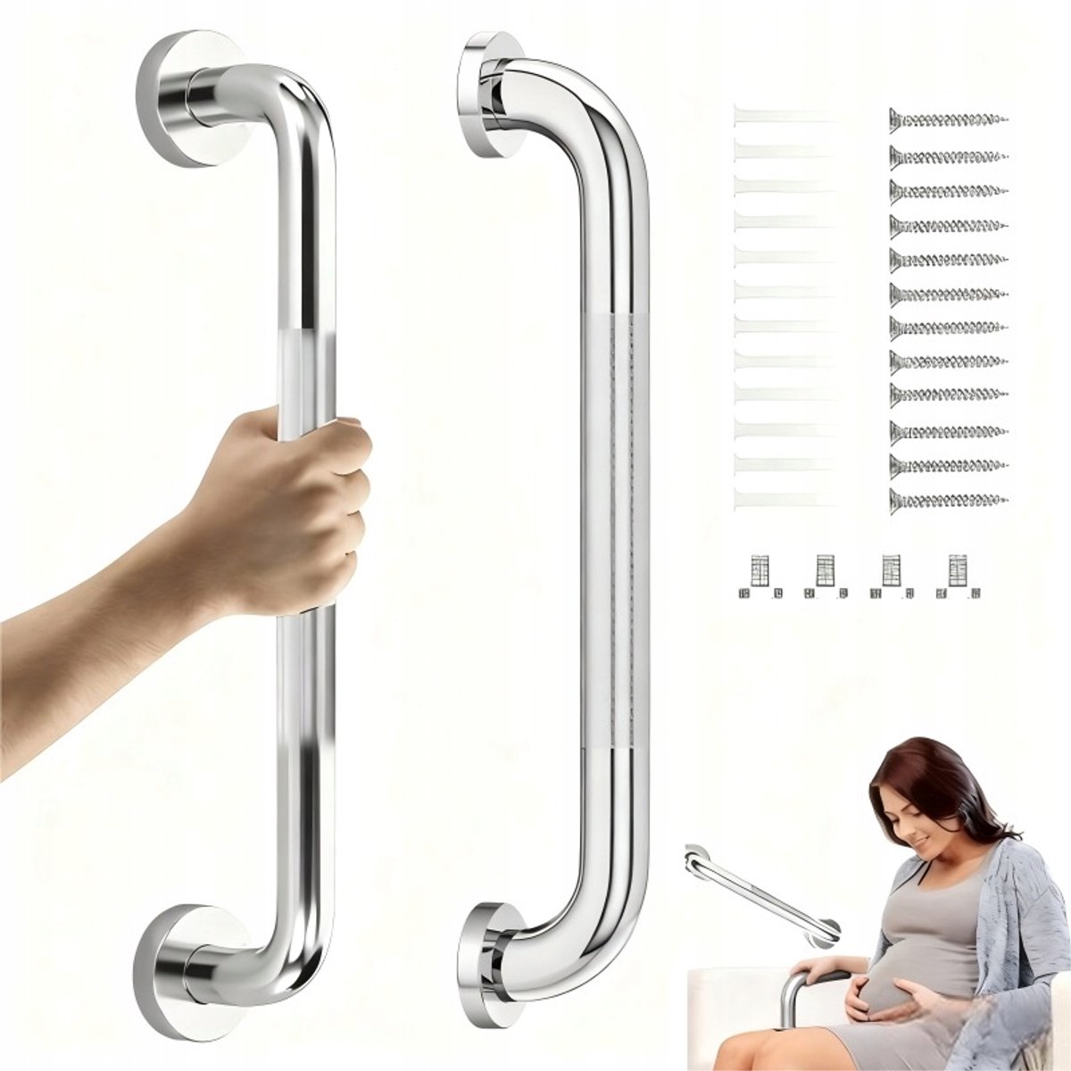 Roestvrijstalen badkamerhandgreep - 40 cm - Max. 200 kg - Veiligheid en comfort