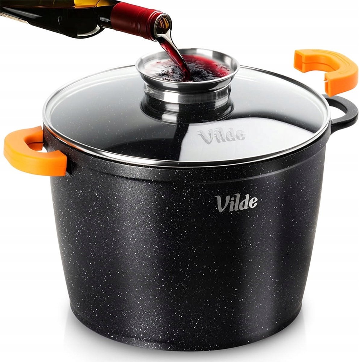 Granit Pot TERRUNA AROMA 24cm, 6.7L met Glazen Deksel & Silicoon Grepen