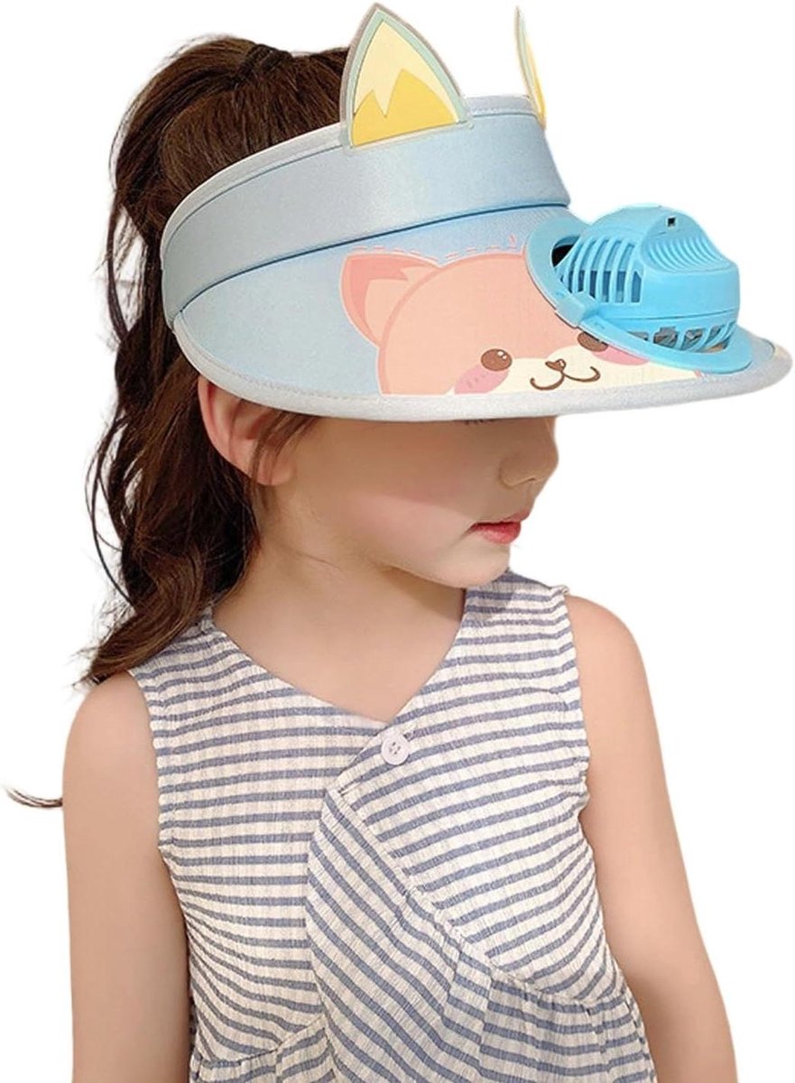 Kinder Pet - Zomer Hoed - Buiten Spelen - Met Ventilator - Verstelbaar - Blauw