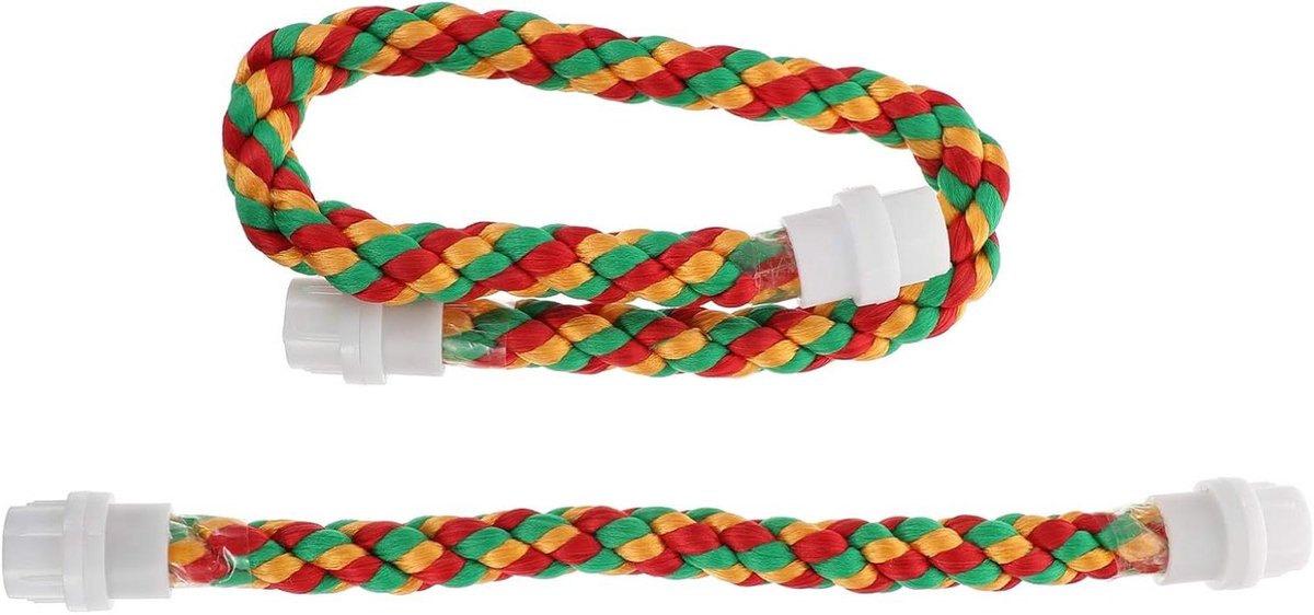 Vogel Touw Zitstok - Klimtouw Schommel - Vogel Verrijking - Buigbaar Materiaal - 2 Stuks 30cm - Multicolor