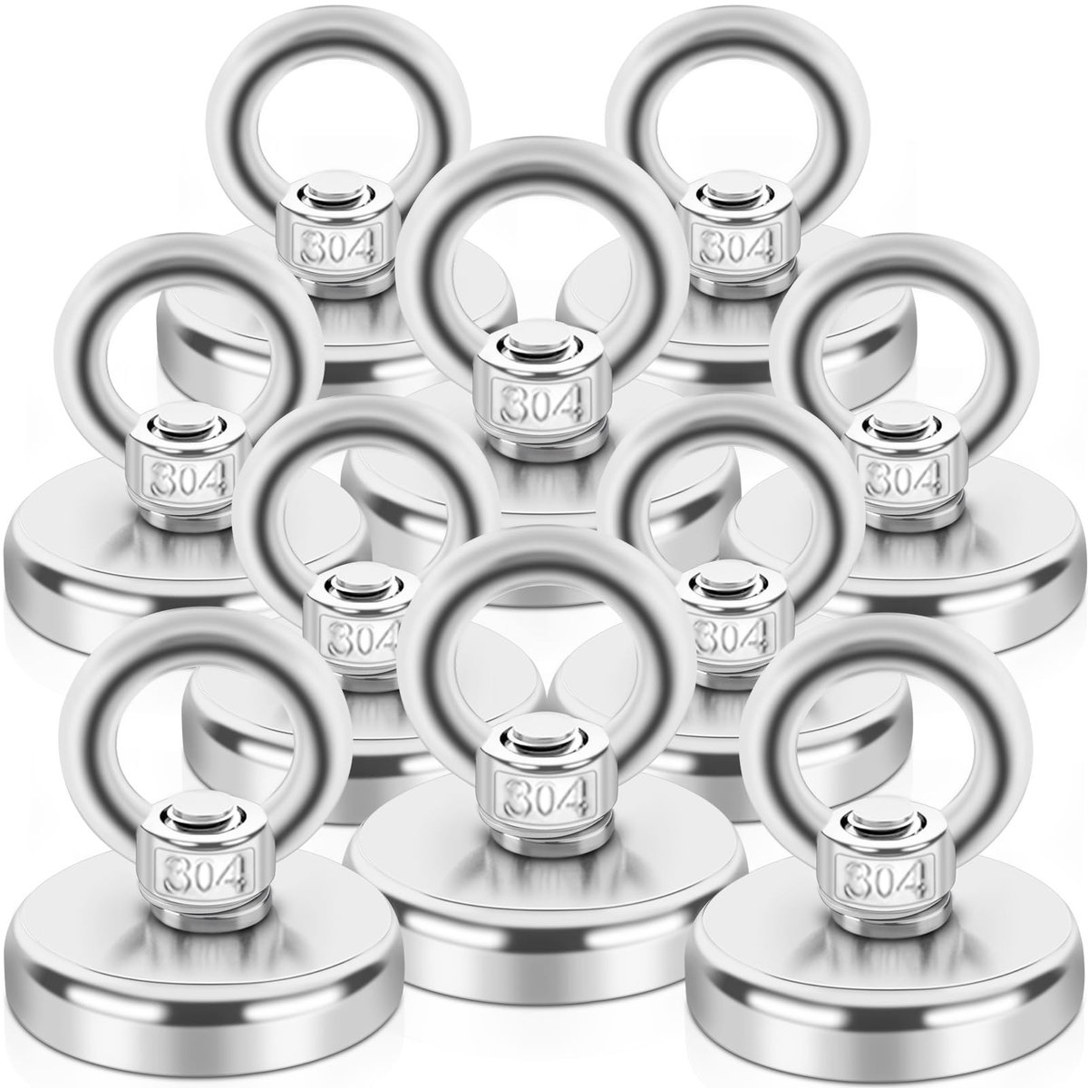 Dailygoods- Neodymium Magneten Sterk 45 kg - Magneten voor Vissen - Magneten voor Ophangen - Magneten voor Opslag - Magneten met Gat - Roestvrij Staal Coating - Magnet