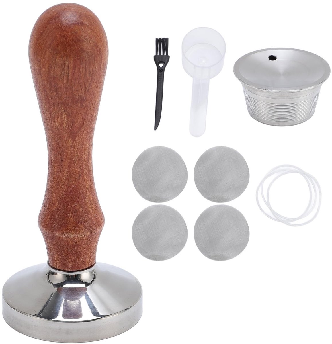 Dailygoods- Koffiecapsule Herbruikbaar - Roestvrij Staal - Filter - Instructiehandleiding - Levensduur - Inclusief lepel en borstel - Koffiefilter