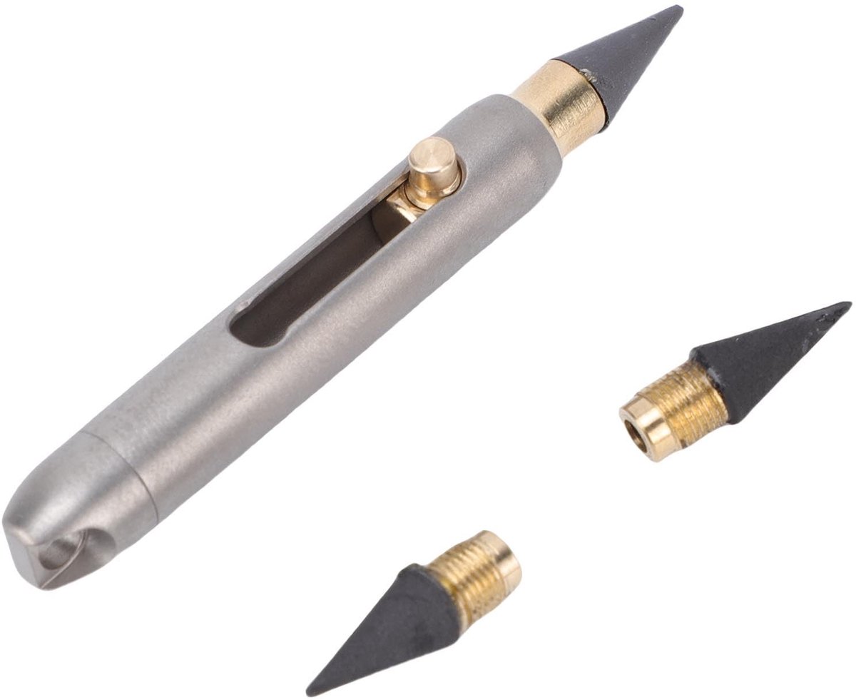 Dailygoods- Sleutelhangerpen Intrekbaar - Draagbaar Potlood - Grafietlegering - Vervangbare Penpunten - Stabiel/Niet-Vervormbaar - Compact en Lichtgewicht