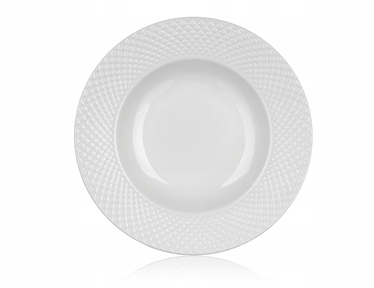 Diepe Porseleinen Soepkom Diamantbanket 22cm Wit