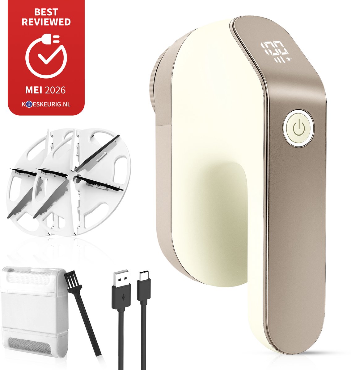 Bol.com MostEssential Premium Elektrische Pluizenverwijderaar FL777 – Pluizentondeuse - USB-C Snellaadfunctie - Draadloos - 2000... aanbieding