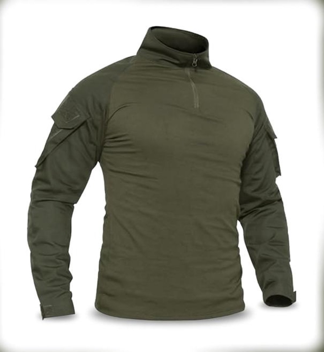 Maison Elara Heren Combat Shirt Lange Mouwen met Schouderzakken en Elleboogbeschermers Groen