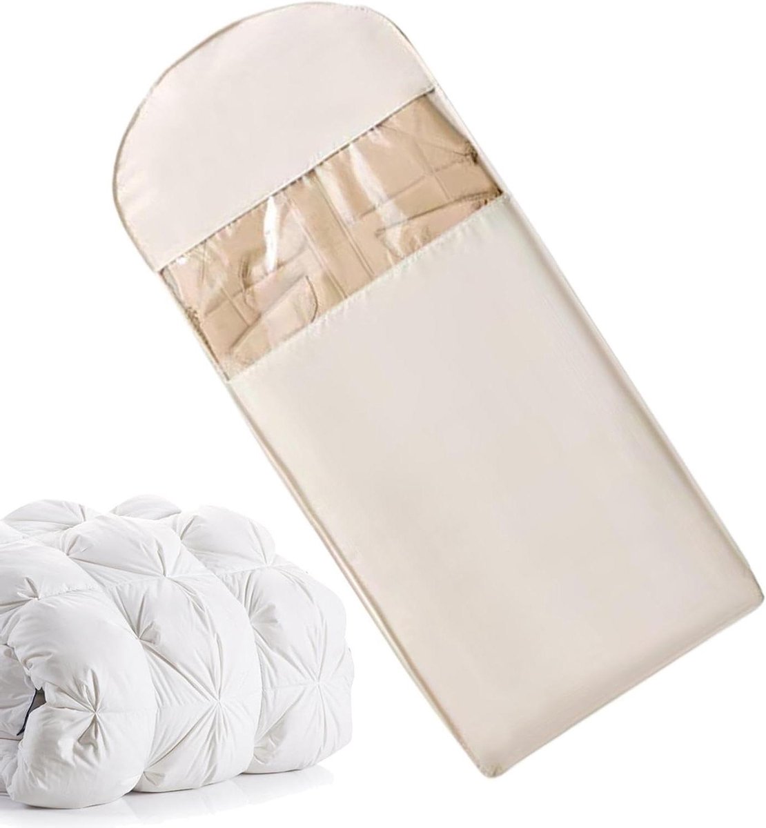 Opbergzakken Compressie - Kledinghoezen Stof - Kast Opslag - Zijopening Rits - 31.8x16x5.3 cm - Khaki