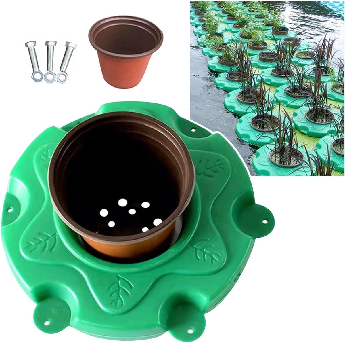 Drijvende Vijvermanden - Waterplant Eilanden - Vijver Decoratie - Creëert Kunstmatige Eilanden - 33 cm Doorsnede - Groen