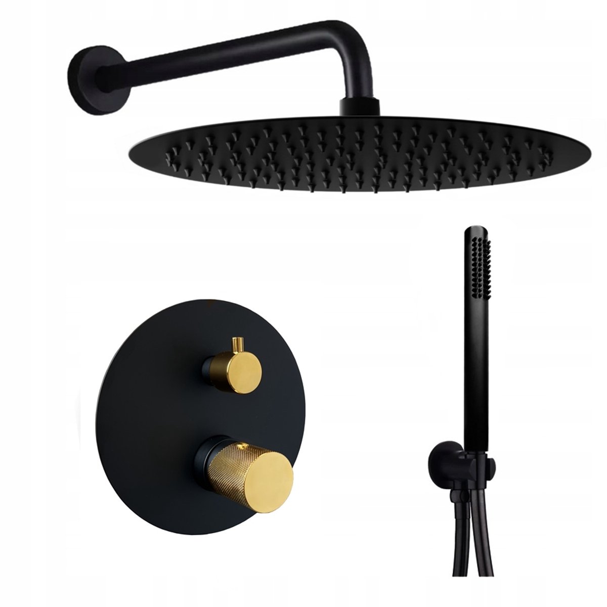 Veldman Sofia Doucheset Inbouw Zwart Goud 30cm