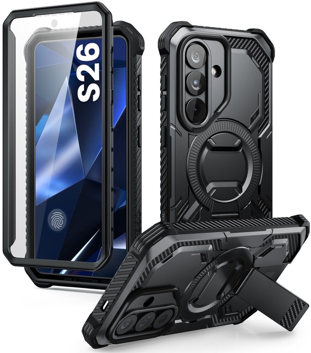 Armorbox geschikt voor Samsung Galaxy S26 hoesje met screen protector - Zwart