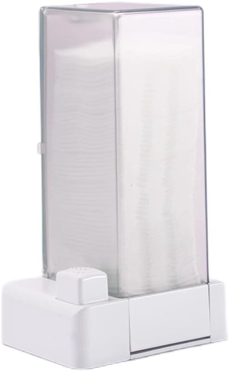 Katoenen Dispenser - Wattenschijfjes Houder - Make-up Verwijderen - Automatische Drukknop - 18x17x8 cm - Wit