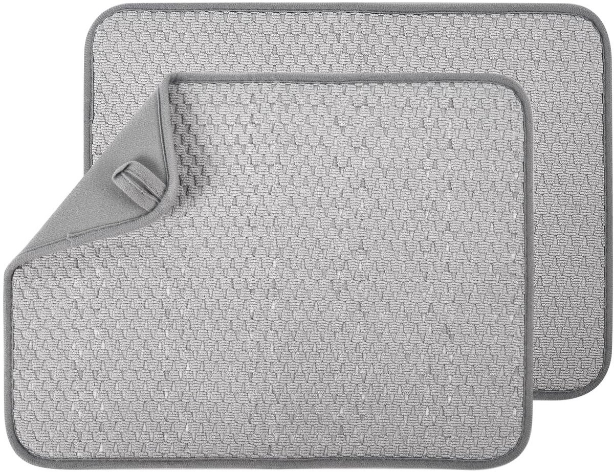 Dailygoods- Afvoermat Hoge Absorptiecapaciteit - Microvezel - Antislip - Opvouwbaar - 2 Stuks - Klein (40x30 cm) - Droogmat