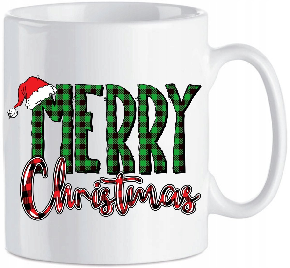 Keramische Mok 330ml - Kerstcadeau met Ruit & 'Merry Christmas'
