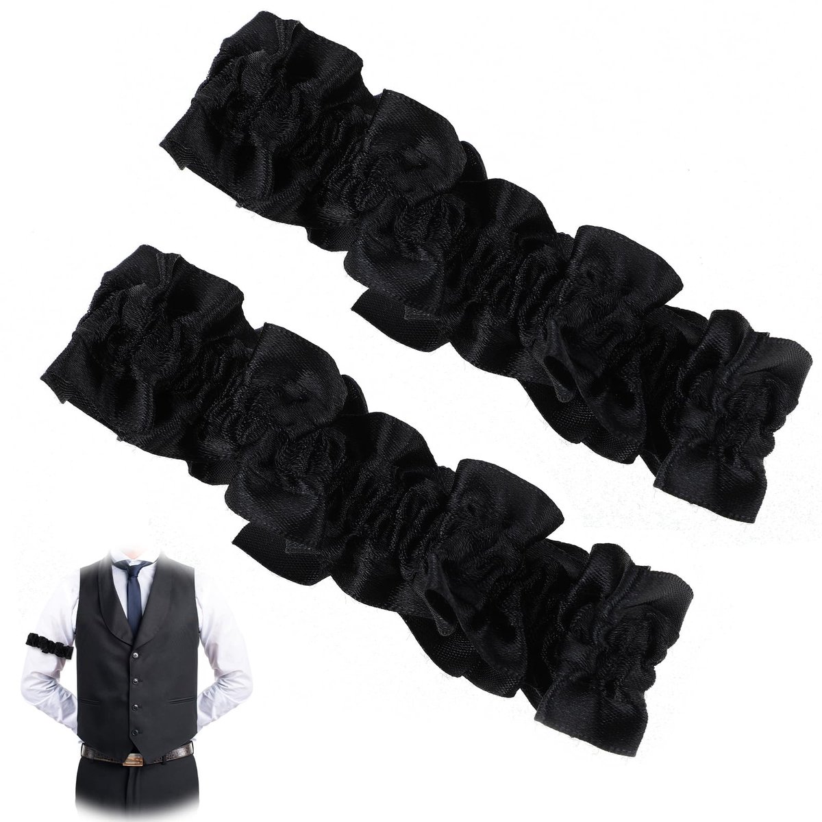 Dailygoods- Kousenband Anti-Slip - Arm Kousenbanden - Satijnen Kousenbanden - Verstelbaar - Comfortabel - Geschikt voor Themafeesten - Armband