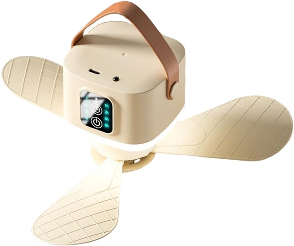 USB-oplaadbare plafondventilator met verlichting en afstandsbediening, Geschikt voor kampeertenten.
