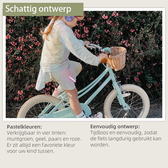 STITCH Fantasy Meisjesfiets 16 inch – Groen Kinderfiets met Zijwieltjes & Mandje – 3-5 jaar — afbeelding 3