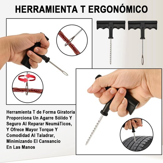 Reparatieset Auto - Bandenreparatie - Noodreparatie Onderweg - Lekvrije Set - 22.5 cm - Zwart — afbeelding 5
