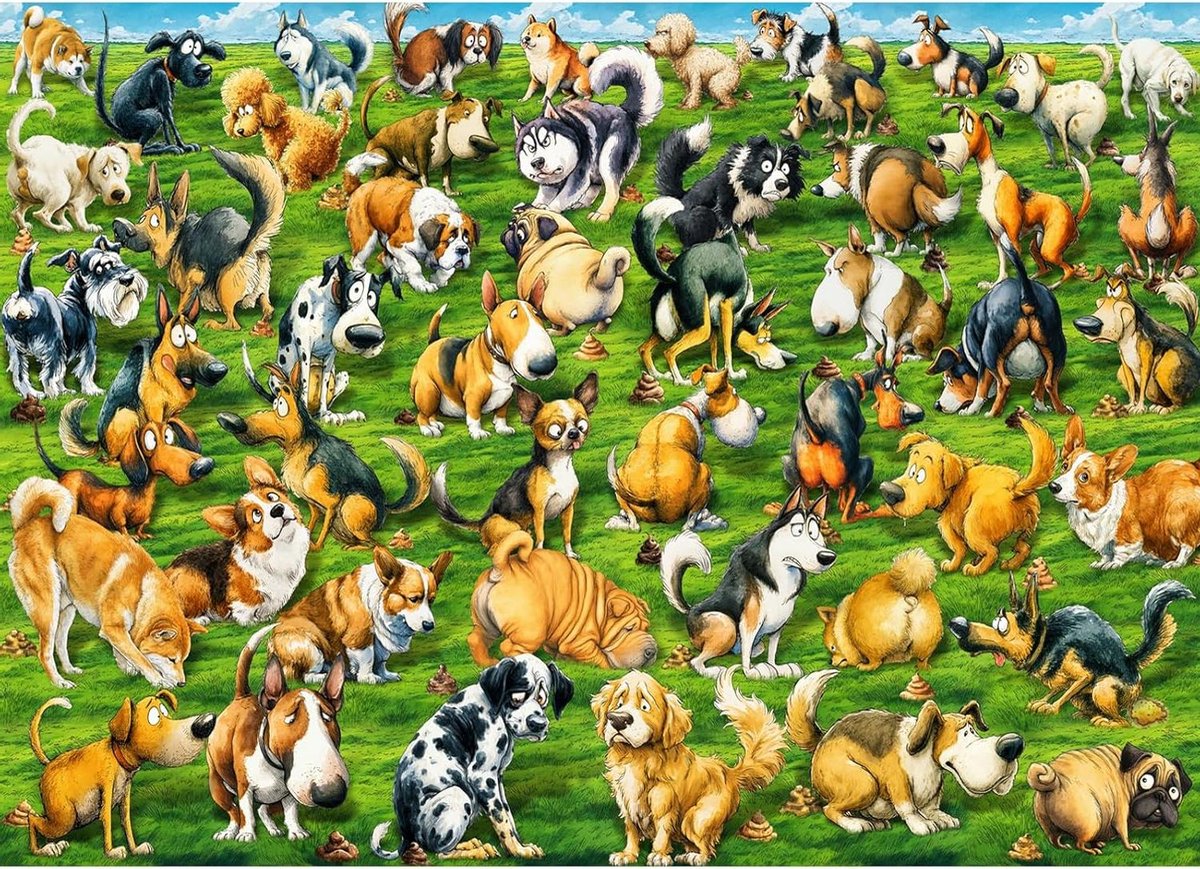 Puzzel 1000 stukjes - Legpuzzel Volwassenen - Gezinstijd Ontspanning - Humoristische Honden - 70 x 50 cm - Grappige Honden