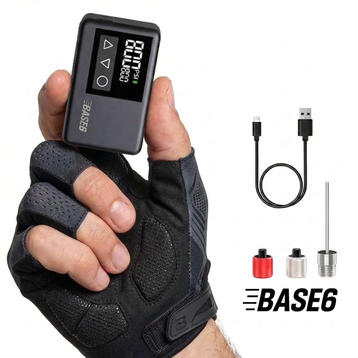 Elektrische Fietspomp XS - 108 gram - Draagbaar - Smart Digitaal Display - Mini Luchtcompressor - Koersfiets - Racefiets - Gravelbike - Sportfiets - Stadsfiets - Mountainbike - Scooter - Fatbike - USB-C Oplaadbaar - Presta/Schräder/Dunlop