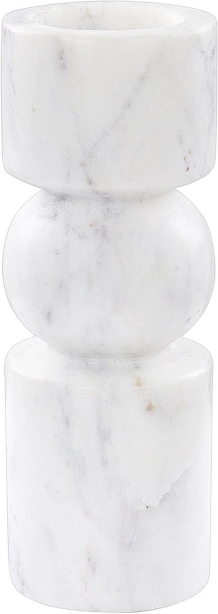 Kaarsenstandaard - Kandelaar Decoratie - Huis Verfraaien - Handgemaakt Marmer - 20 cm Hoog - Wit